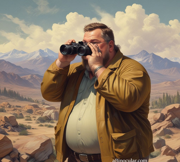 fat guy with binoculars meme image